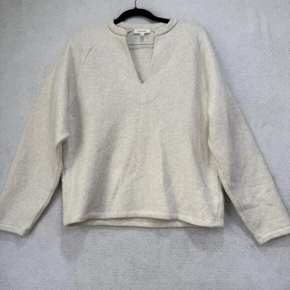 Haven Well Within Sweater Womens Medium Cream Split V Neck Raglan Cozy Pullover - Picture 1 of 8